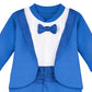 Lilax Baby Boy Gentleman Tuxedo Footie Christmas Holiday Outfit With Bow Tie (3 Months, Royal Blue)