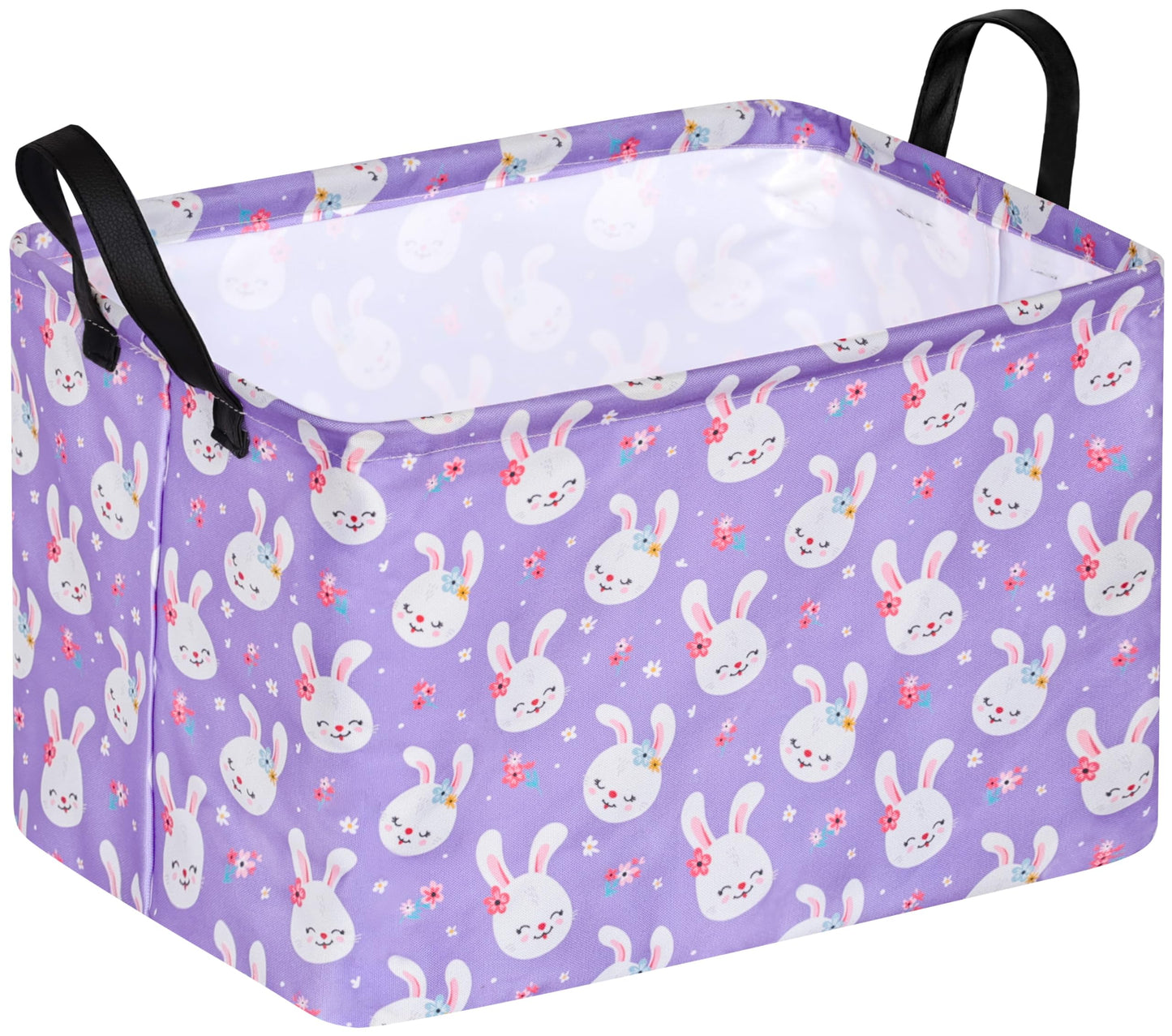 KUNRO Easter Basket Kids Eggs Hunting Gift Basket Rectangle Storage Bin Laundry Hamper Organizer Toy Box for Boy and Girls Room 
