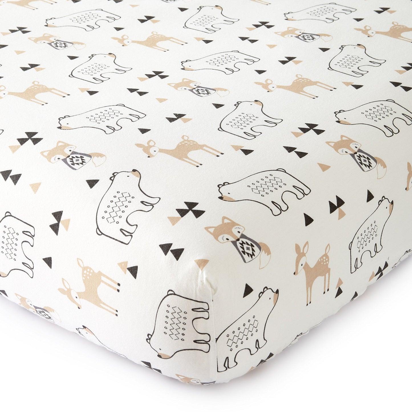 Levtex Baby Bailey Bear, Animals, Woodland, Charcoal, Beige, White -5Pc Toddler Set - Neutral Kids Bedding - Reversible Quilt, F