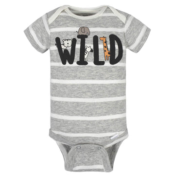 Gerber Baby Boy'S 8-Pack Short Sleeve Onesies Bodysuits, Jungle Blue, 3-6 Months