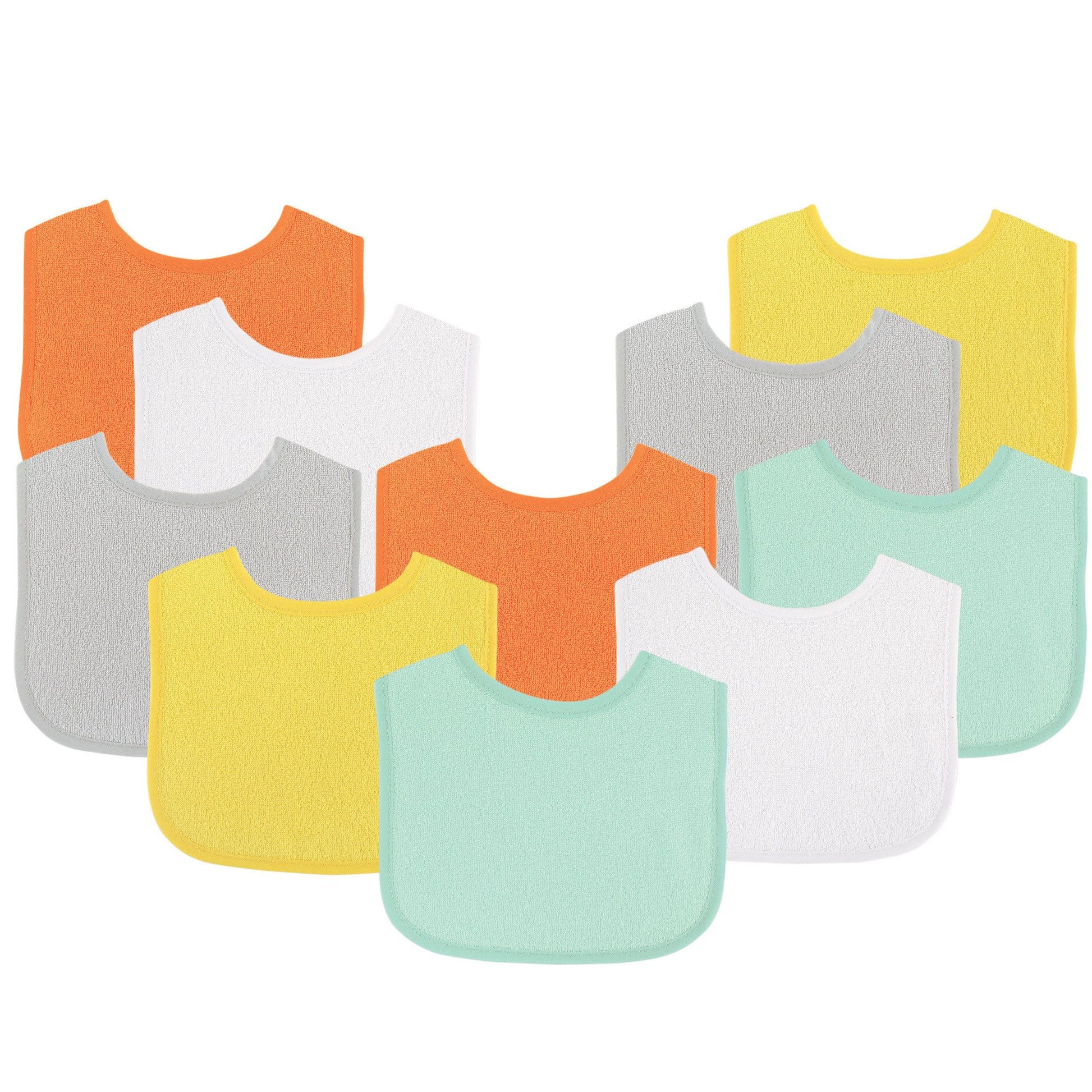 Luvable Friends Unisex Baby Cotton Terry Bibs, Neutral Solid, One Size