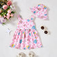 Baby Girl Dress Newborn Easter Dress Summer Pink Eggs Bunny Halter Dresses With Hat Cute Baby Easter Outfit Set Infant Clothes F
