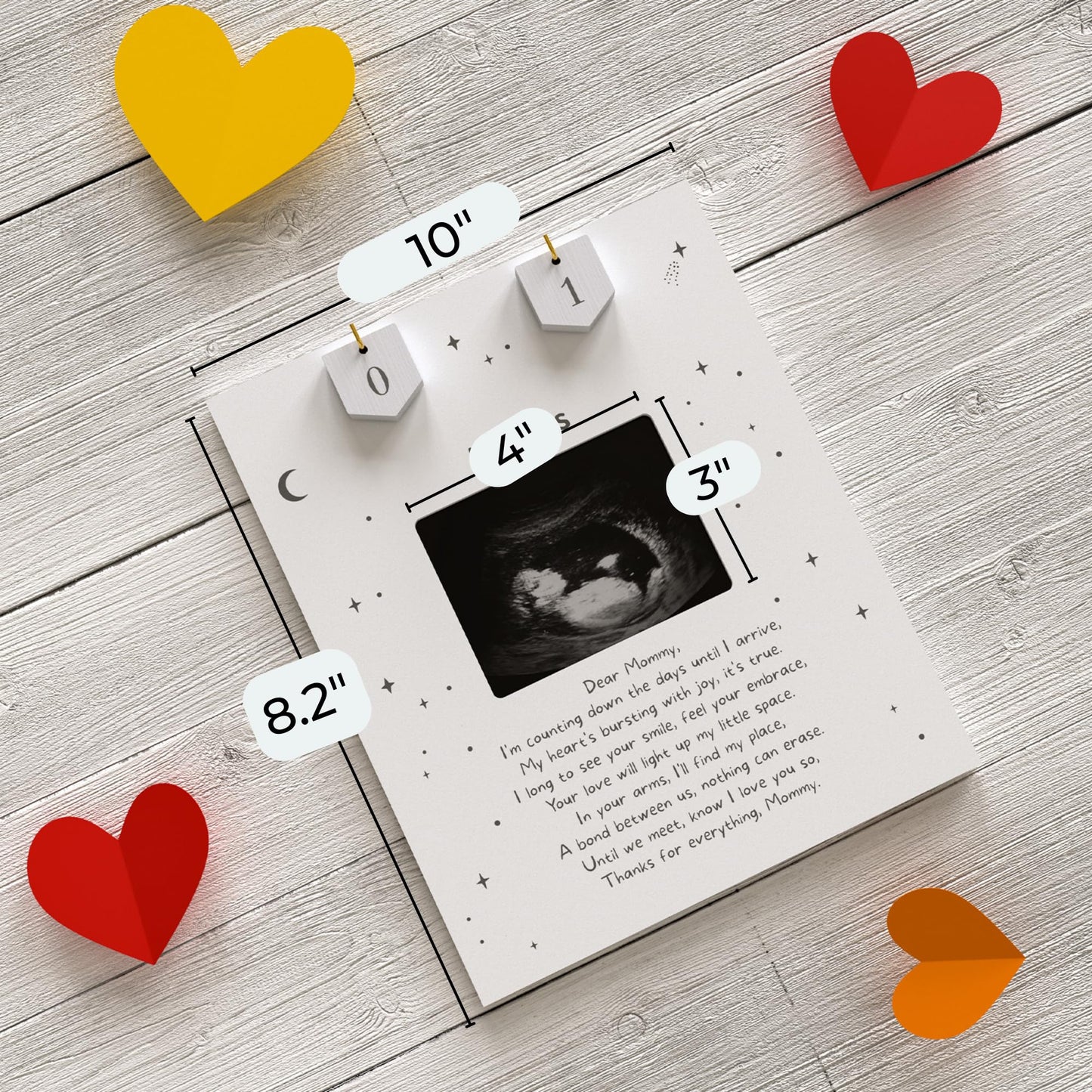 Sonogram Picture Frame Countdown Weeks - Baby Shower Welcome Sign - Standard 4'X3' Ultrasound Photo - Pregnancy Announcements
