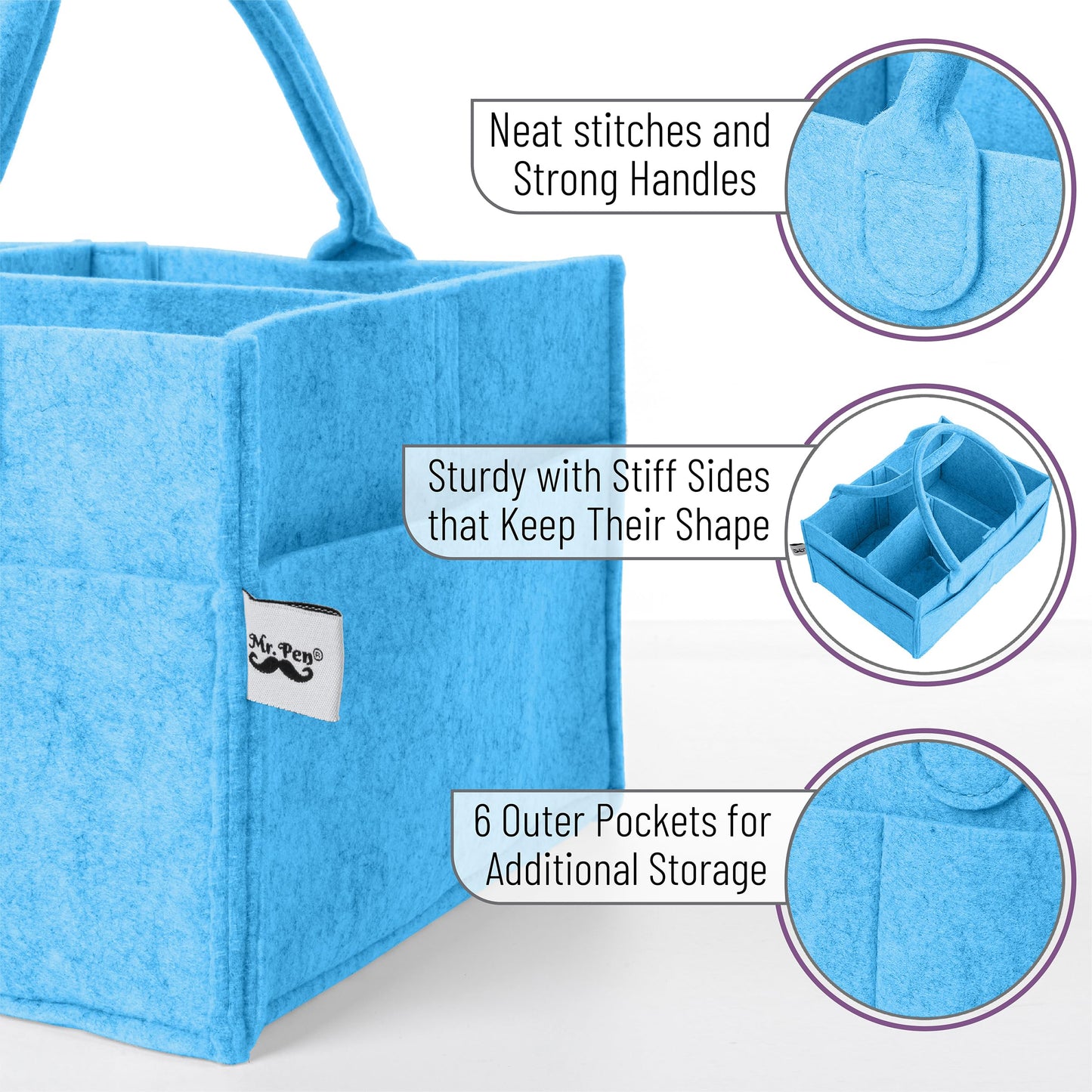 Mr. Pen- Baby Diaper Caddy Organizer, Blue, Baby Organizer, Car Diaper Caddy, Baby Caddy Organizer, Portable Diaper Caddy, Diape