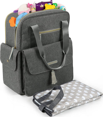Dabney Lee Baby Harbour Expansion Backpack Diaper Bag, Grey