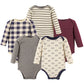 Hudson Baby Baby Girls Cotton Long-Sleeve Bodysuits Bodysuit, Burgundy Football, 12-18 Months Us