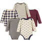 Hudson Baby Baby Girls Cotton Long-Sleeve Bodysuits Bodysuit, Burgundy Football, 6-9 Months Us