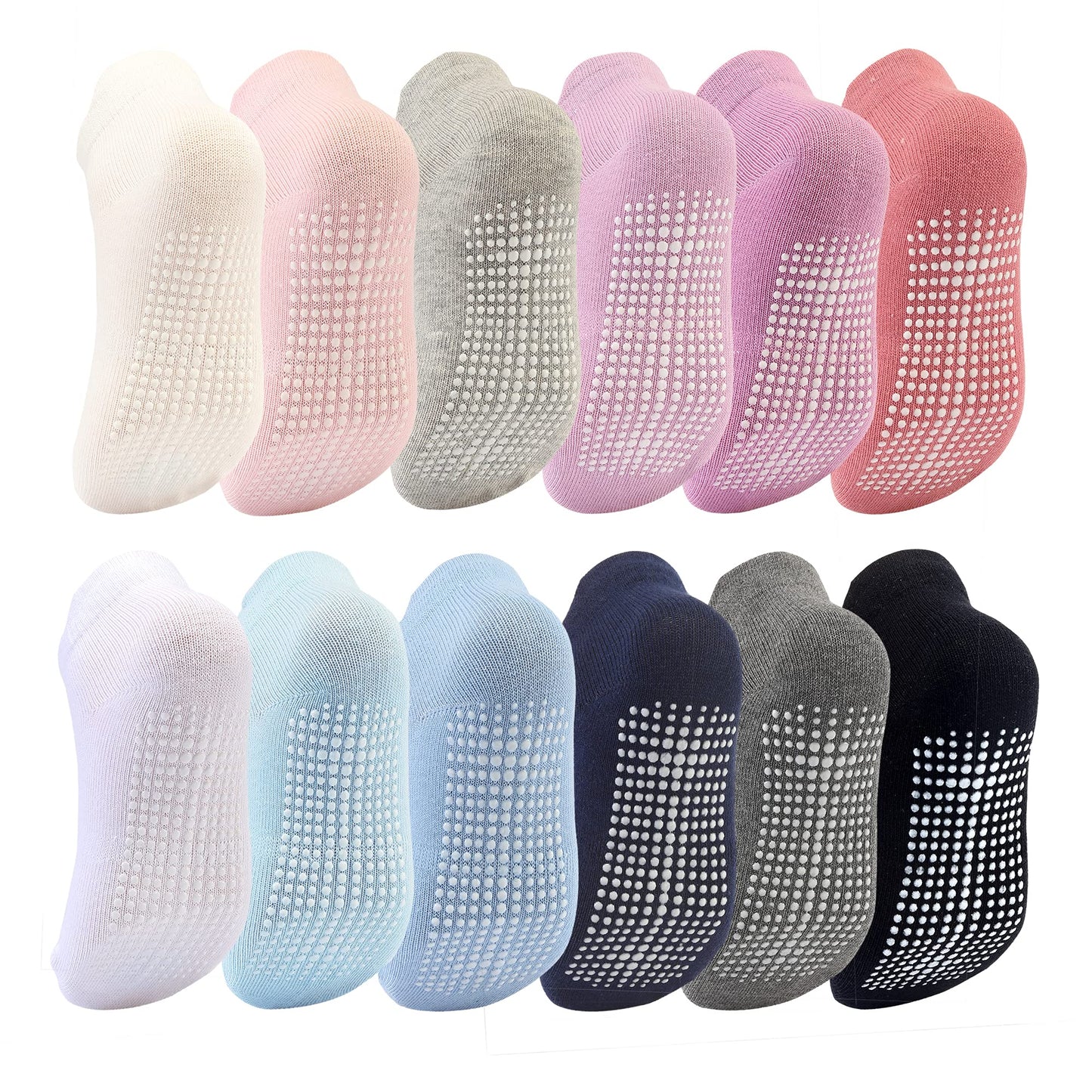 Dicry Toddler Non-Slip Ankle Socks Baby Anti-Skid Grips Socks For Infant Kids (5-7 Years, Multi 12 Pairs)