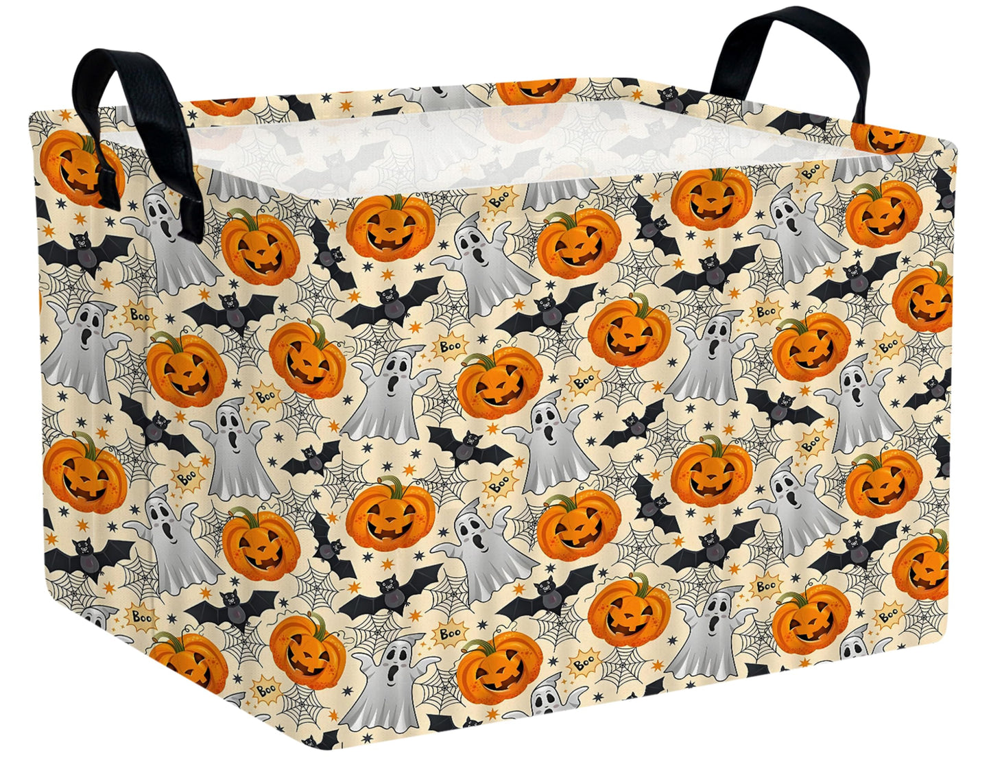 BOOHIT Large Halloween Themed Candy Gift Boo Basket for Kids Baby Personalized Adults Storage Bin Fall Decor(Boo Bat Pumpkin Spo