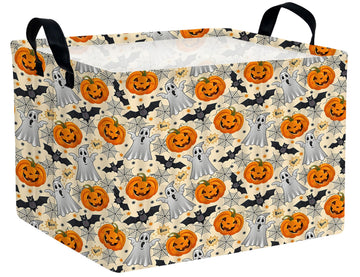 BOOHIT Large Halloween Themed Candy Gift Boo Basket for Kids Baby Personalized Adults Storage Bin Fall Decor(Boo Bat Pumpkin Spo