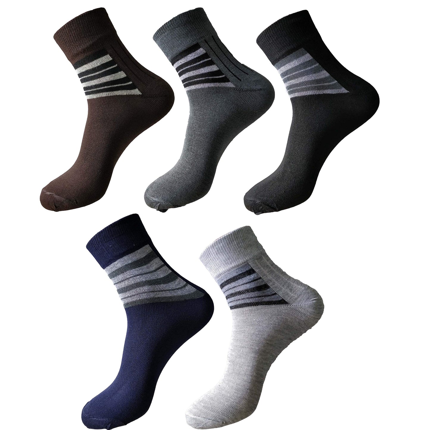 Queery MenS Ankle Length Cotton Formal Socks (Multi Color, Free Size) Pack Of 5 Pairs