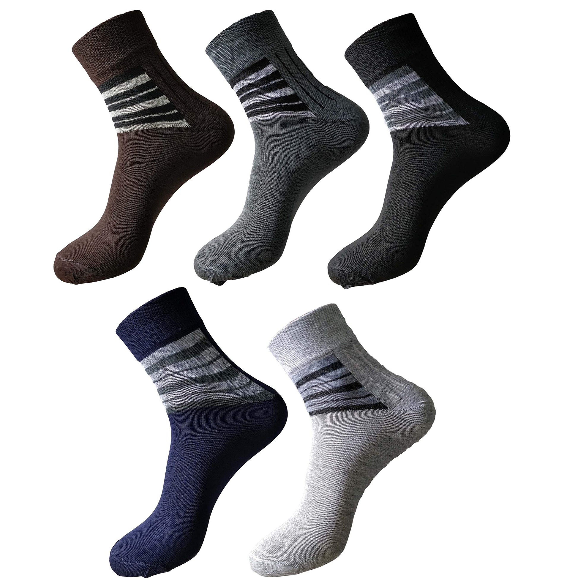 Queery MenS Ankle Length Cotton Formal Socks (Multi Color, Free Size) Pack Of 5 Pairs