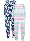 Simple Joys By Carters Toddler Girls Holiday Loose-Fit Flame Resistant Fleece Footed Pajamas, Pack Of 2, Fair Islepenguin, 4T