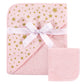 Hudson Baby Unisex Baby Cotton Hooded Towel And Washcloth, Pink Gold Star, One Size