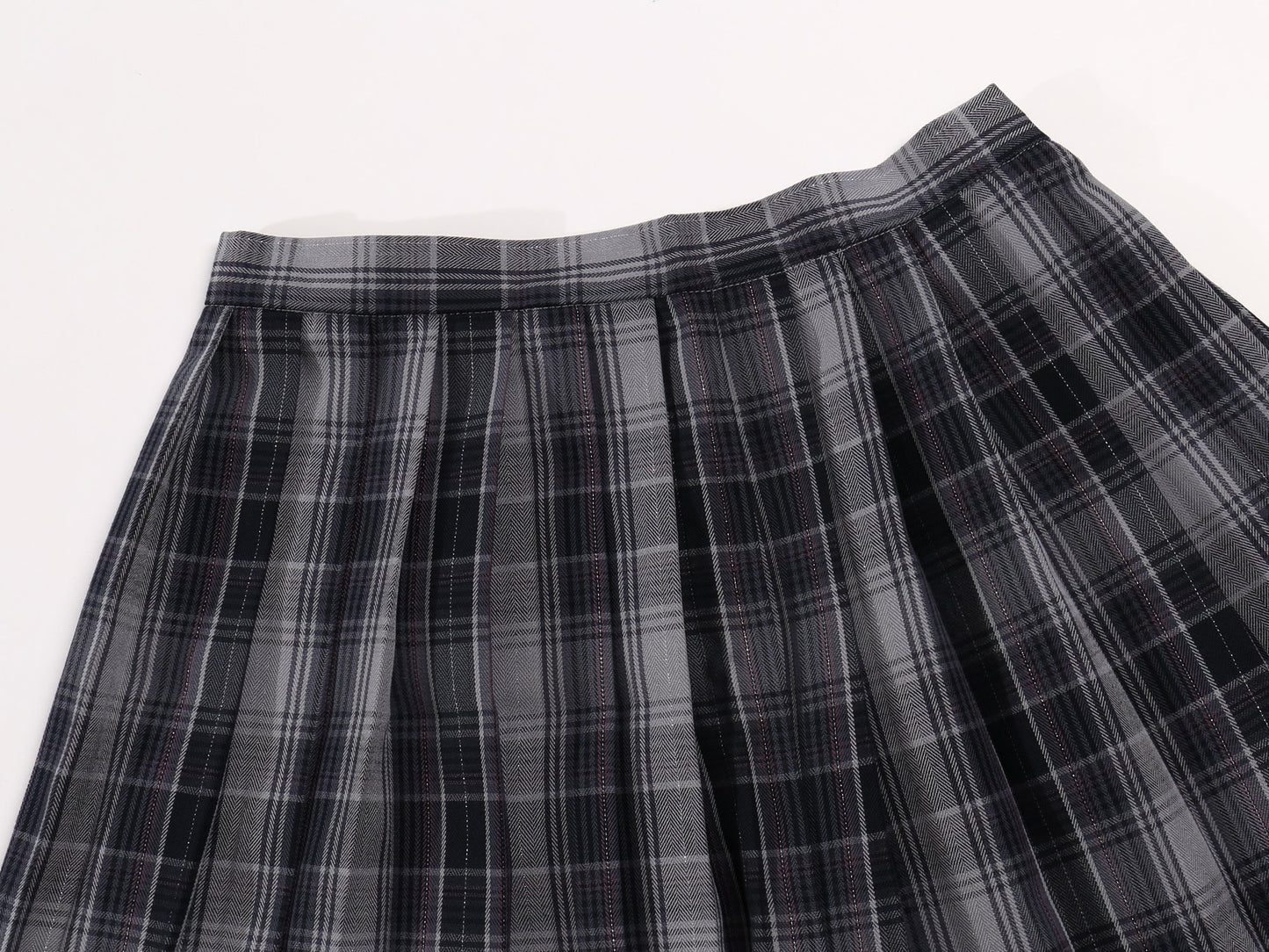 Girl'S School Uniform Plaid Pleated Costumes Skirts (M,Grey Mixed Purple)