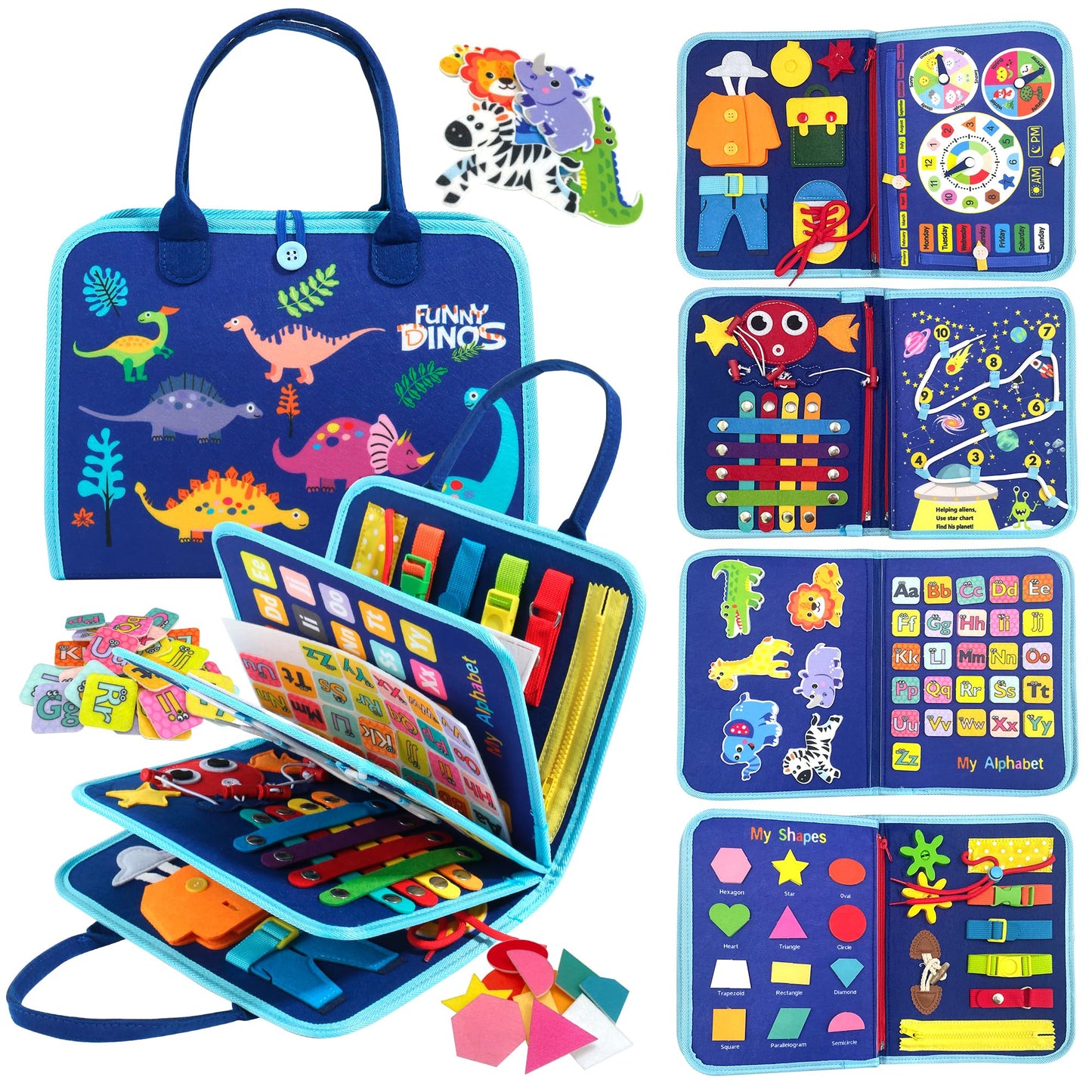 LYLIN Busy Board Montessori Toys for 1 2 3 4 Years Old, Toddler Busy Book Sensory Board, Preschool Learning Educational Activiti