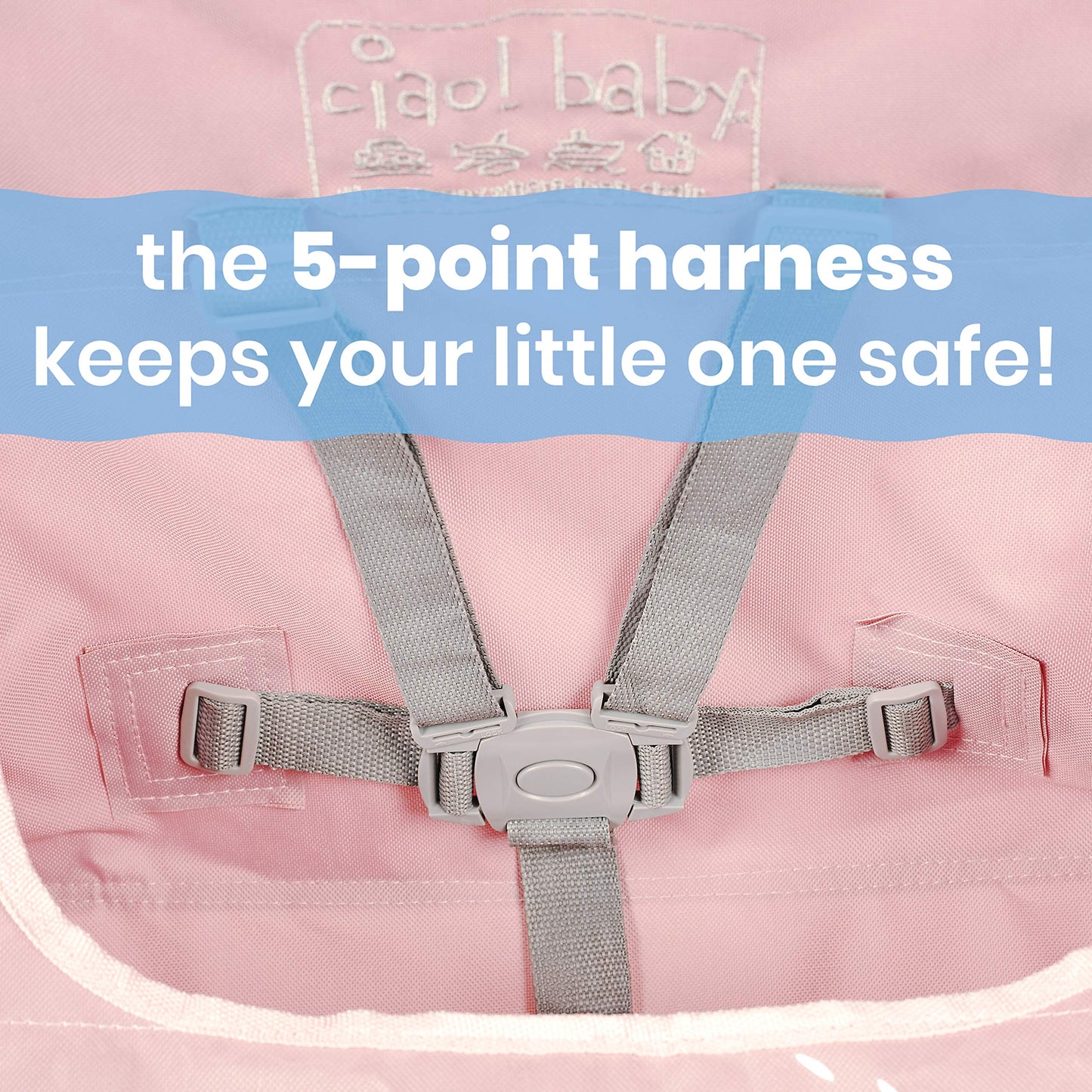 ciao! baby Portable High Chair for Babies and Toddlers, Fold Up Outdoor Travel Seat with Tray and Carry Bag for Camping, Picnics