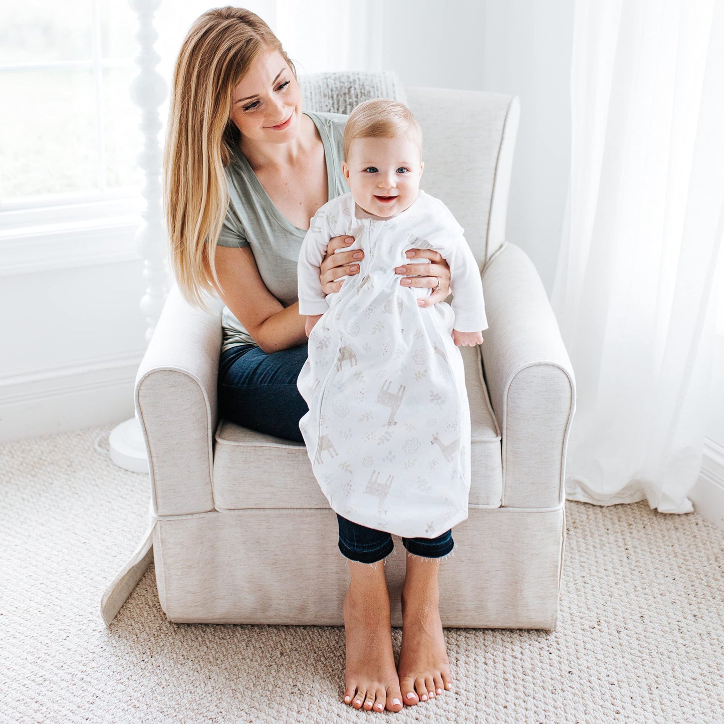 HALO SleepSack, 100% Cotton Wearable Blanket, Swaddle Transition Sleeping Bag, TOG 0.5, Llama Sand, Size X-Large