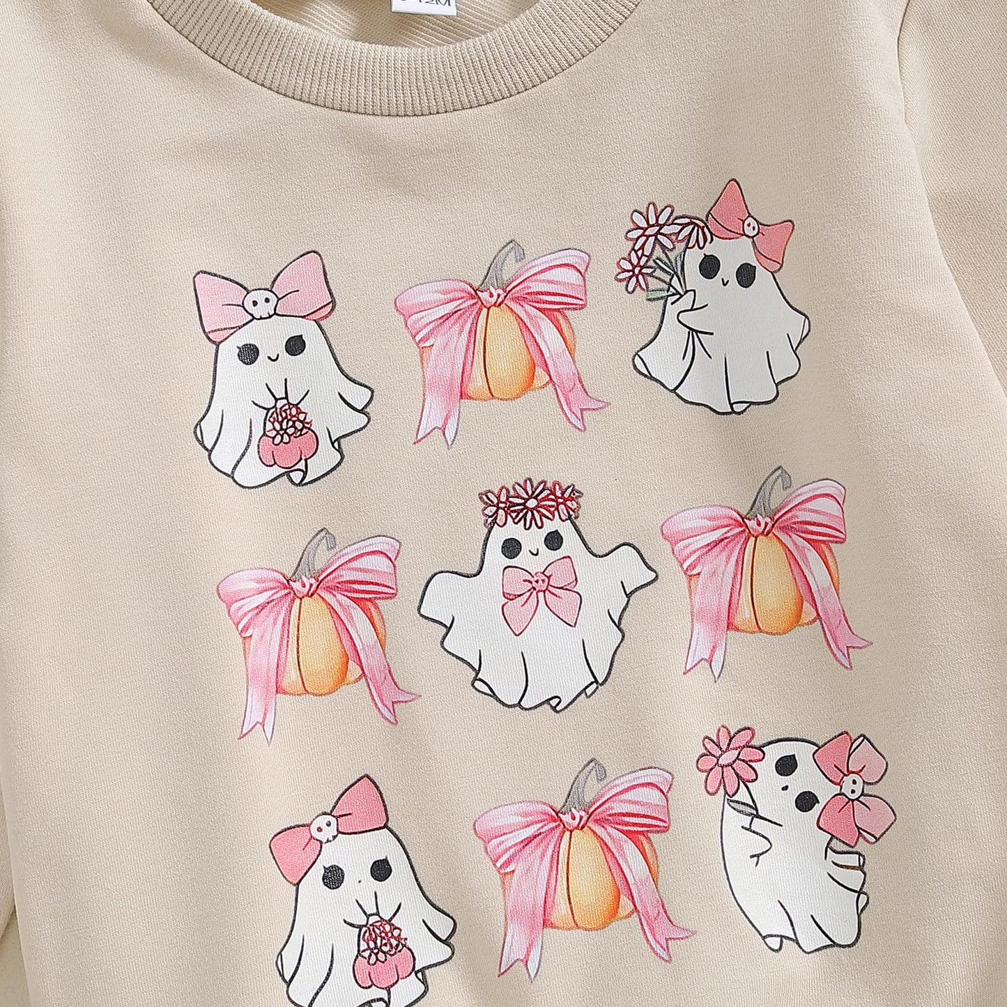 Toddler Baby Halloween Outfit Boy Girl Pumpkin Sweatshirt Crewneck Pullover Sweater Long Sleeve Shirt Fall Clothes (Bowknot Pump