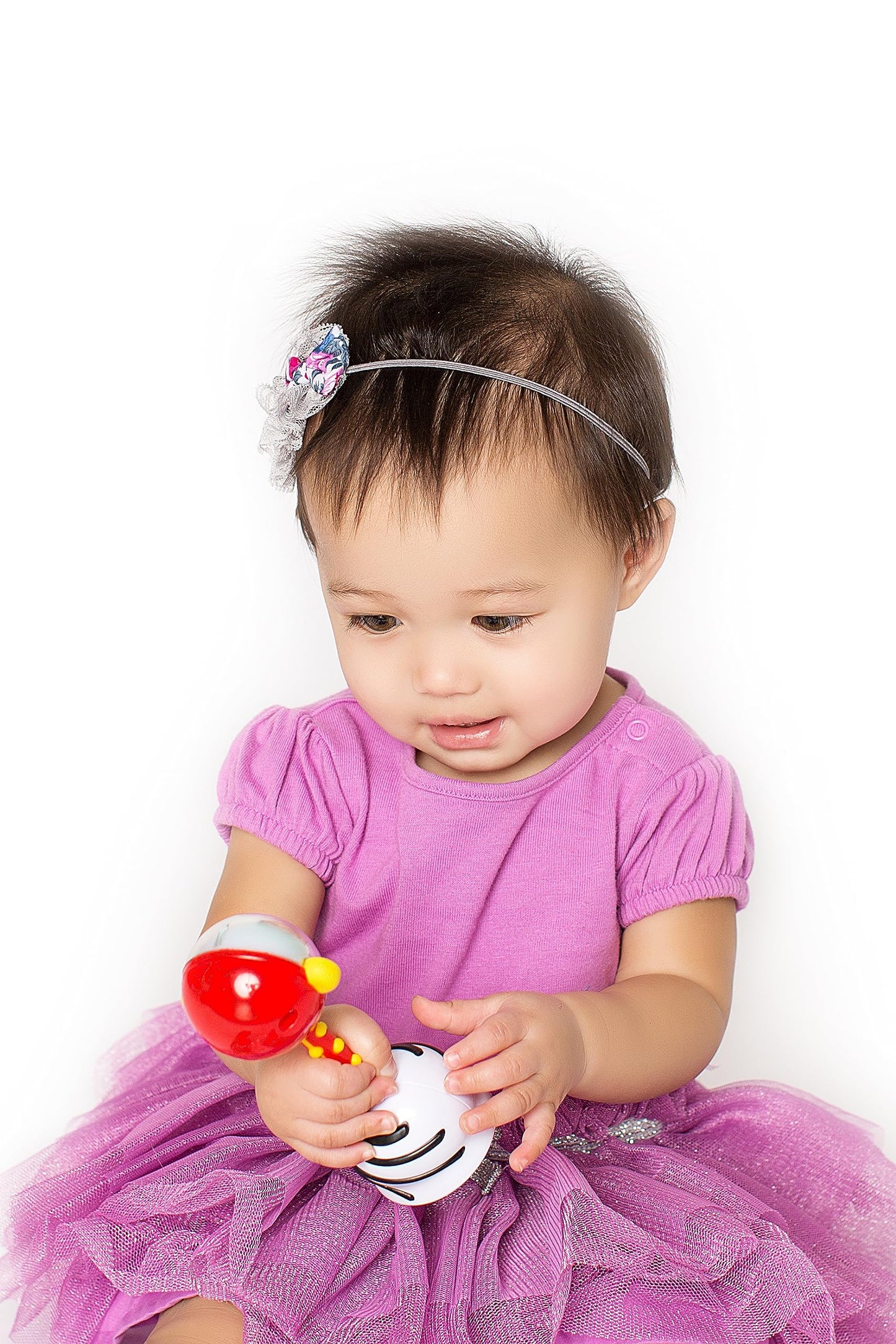 SmartNoggin NogginStik Light-up Developmental Rattle - Color Changing, Textured for Grasping, Mirror & Rattle Sound - Sensory To