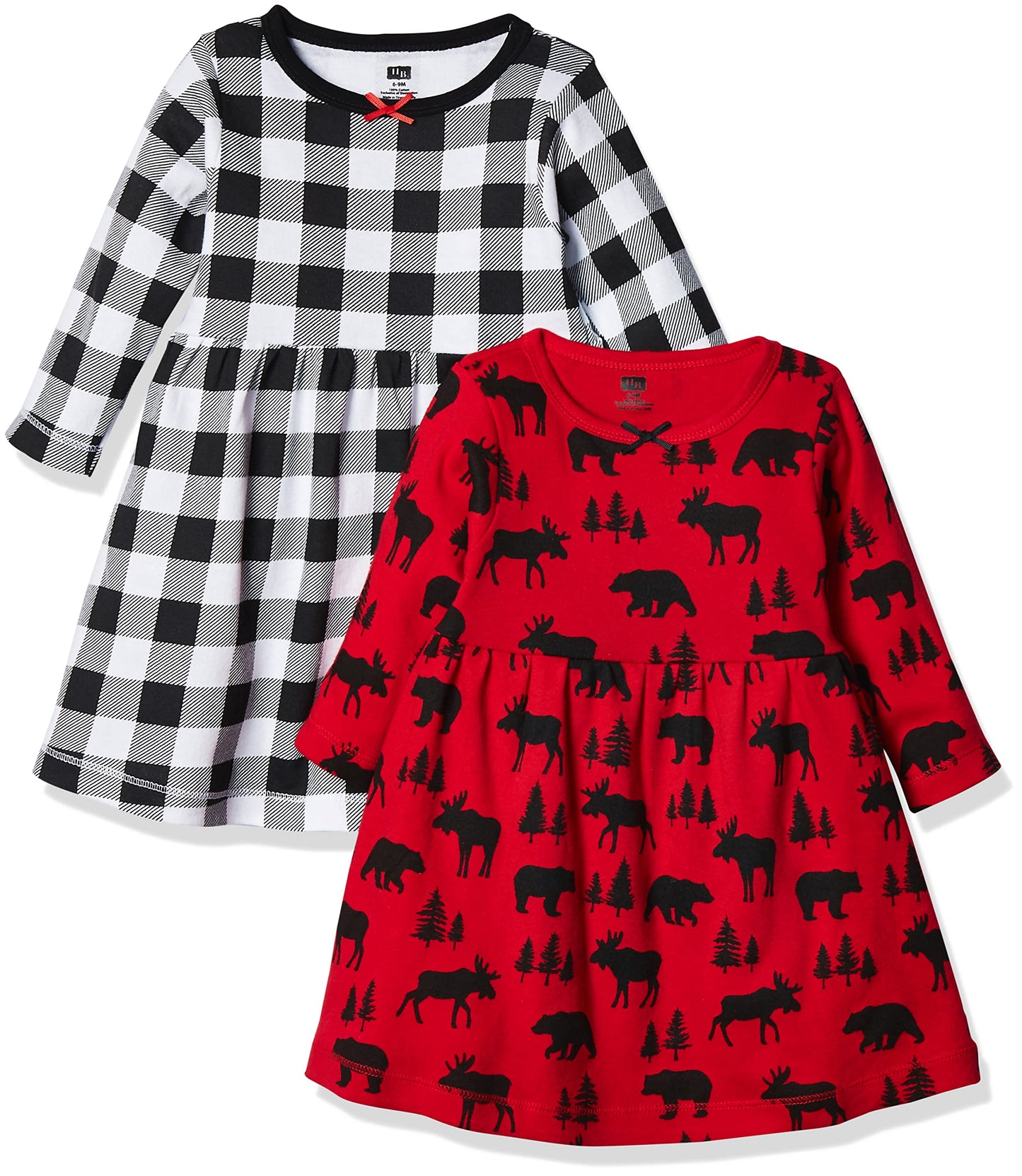 Hudson Baby Infant And Toddler Girl Cotton Dresses Red Moose Bear, 18-24 Months