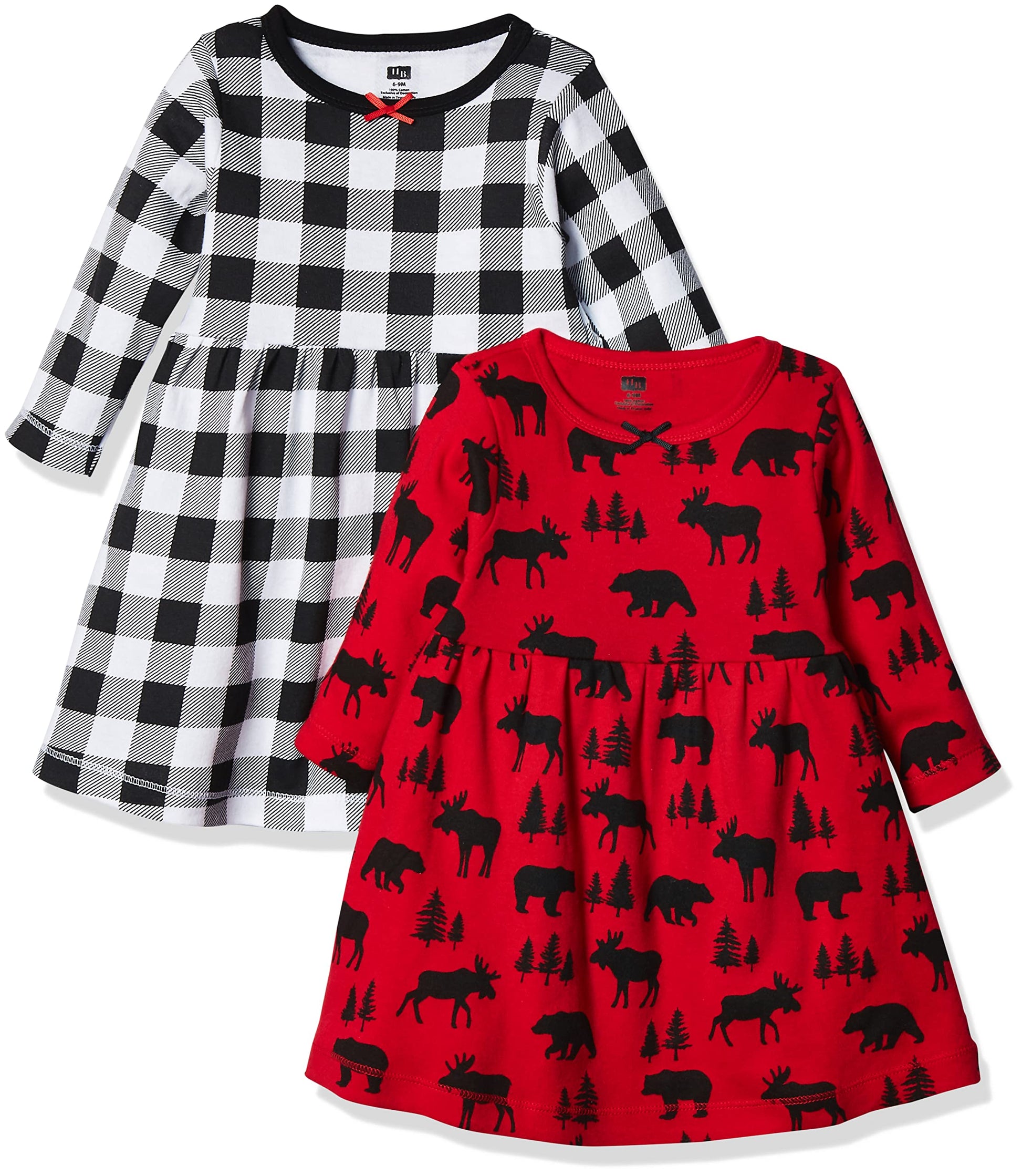Hudson Baby Infant And Toddler Girl Cotton Dresses Red Moose Bear, 18-24 Months