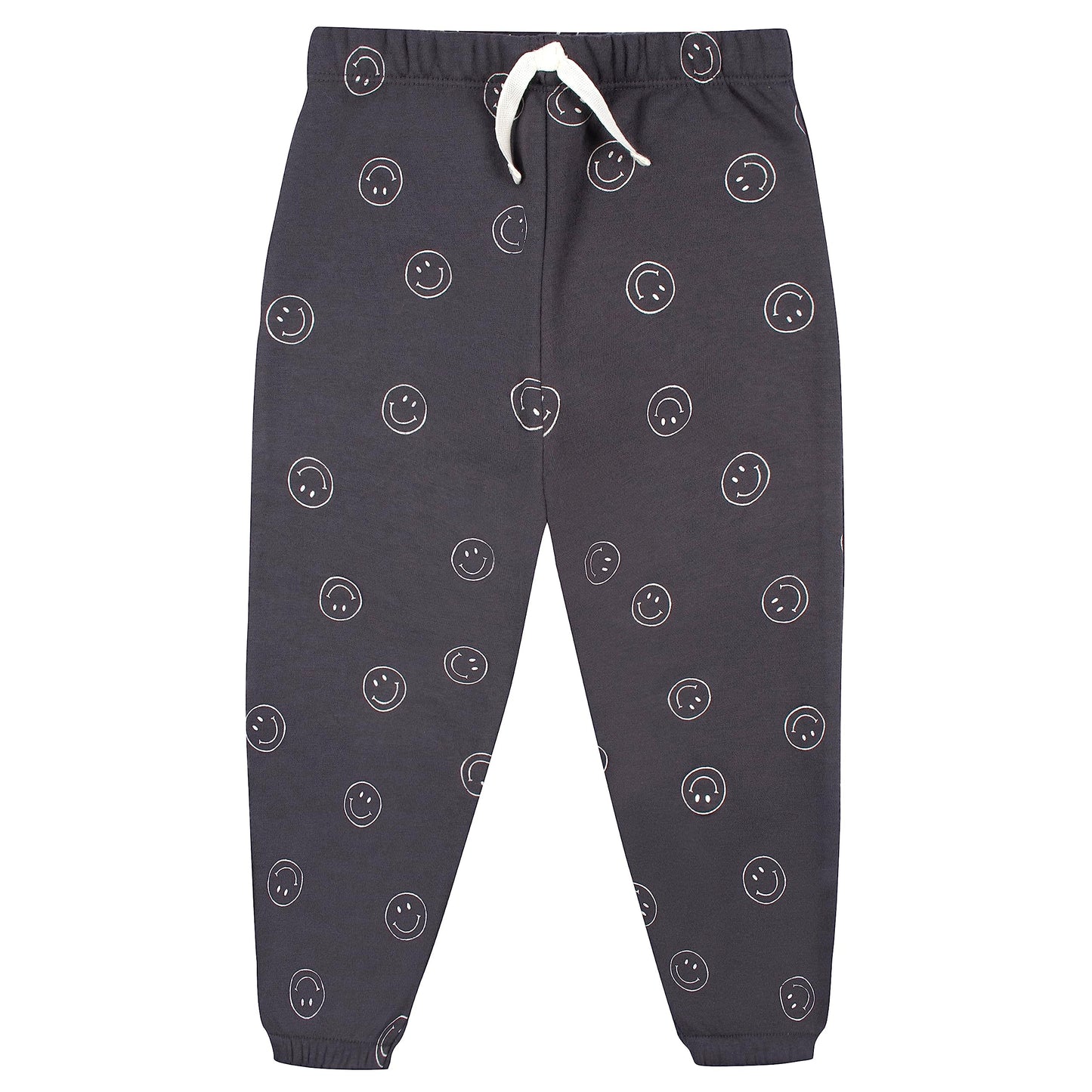 Gerber Baby Boys Toddler 2-Piece Fleece Sweatshirt And Jogger Set, Charcoal Smiley, 3T