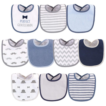 Hudson Baby Unisex Baby Cotton And Polyester Bibs, Perfect Gentleman, One Size