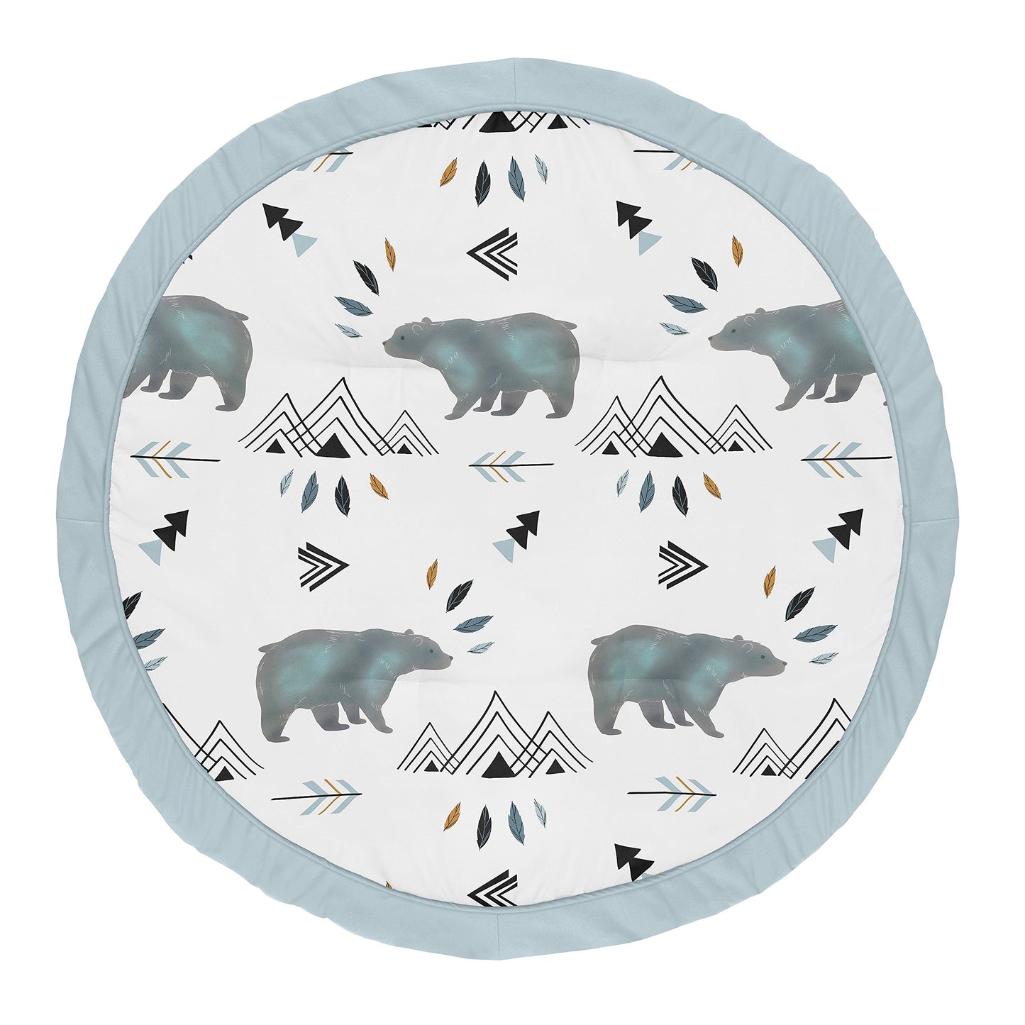 Sweet Jojo Designs Slate Blue Playmat Tummy Time Baby And Infant Play Mat For Bear Mountain Watercolor Collection