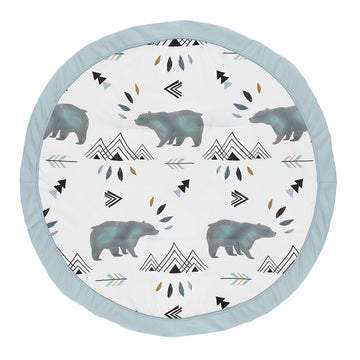 Sweet Jojo Designs Slate Blue Playmat Tummy Time Baby And Infant Play Mat For Bear Mountain Watercolor Collection