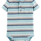 Oshkosh B'Gosh Baby Boys Pocket Henley Bodysuit, Tourist Blue Stripe, 12 Months