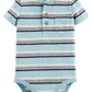 Osh Kosh Baby Boy's Pocket Henley Bodysuit Shirt, Tourist Blue Stripe, 18 Months
