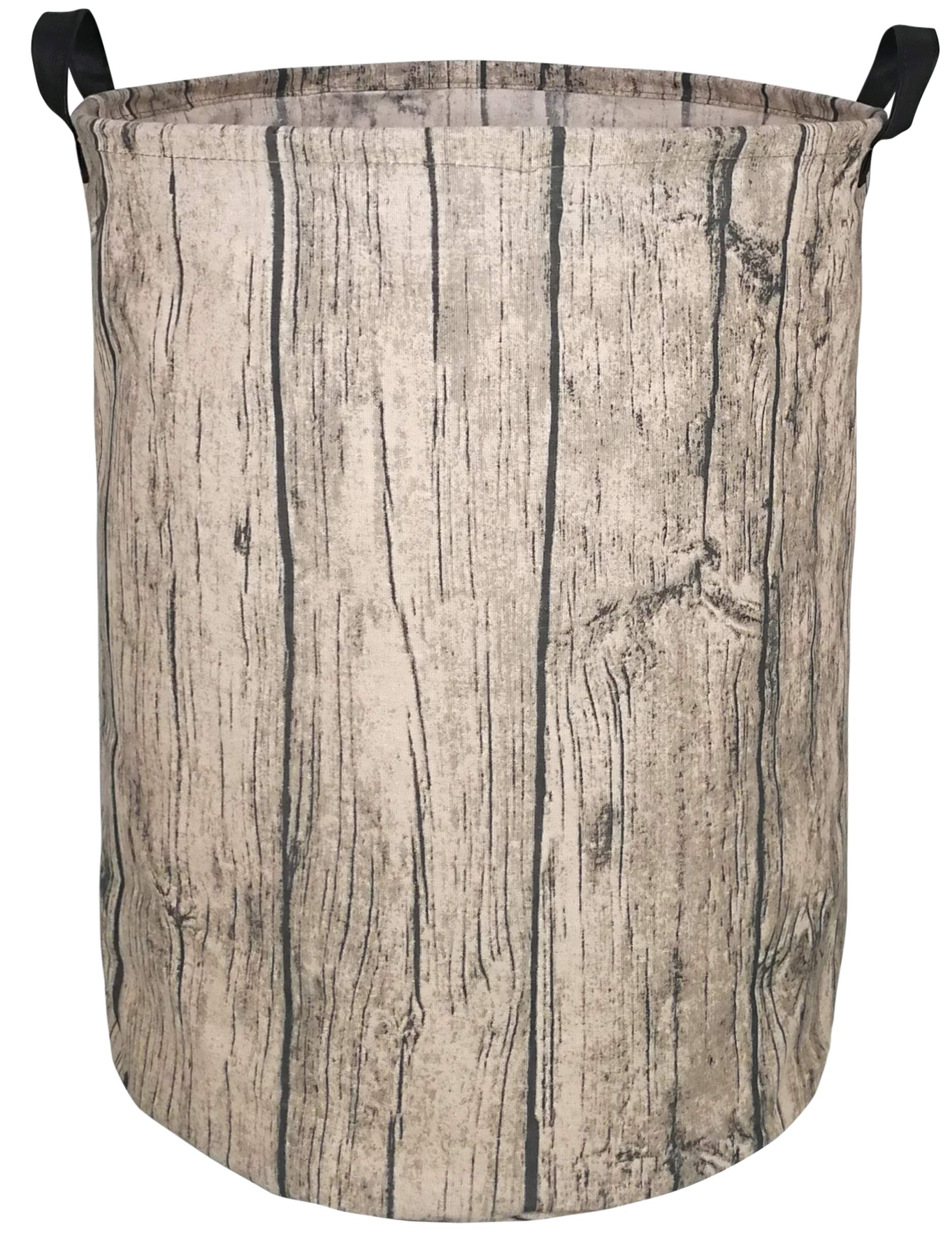 Kunro Large Sized Round Storage Basket Waterproof Coating Organizer Bin Laundry Hamper For Nursery Clothes Toys (Tree Stump)
