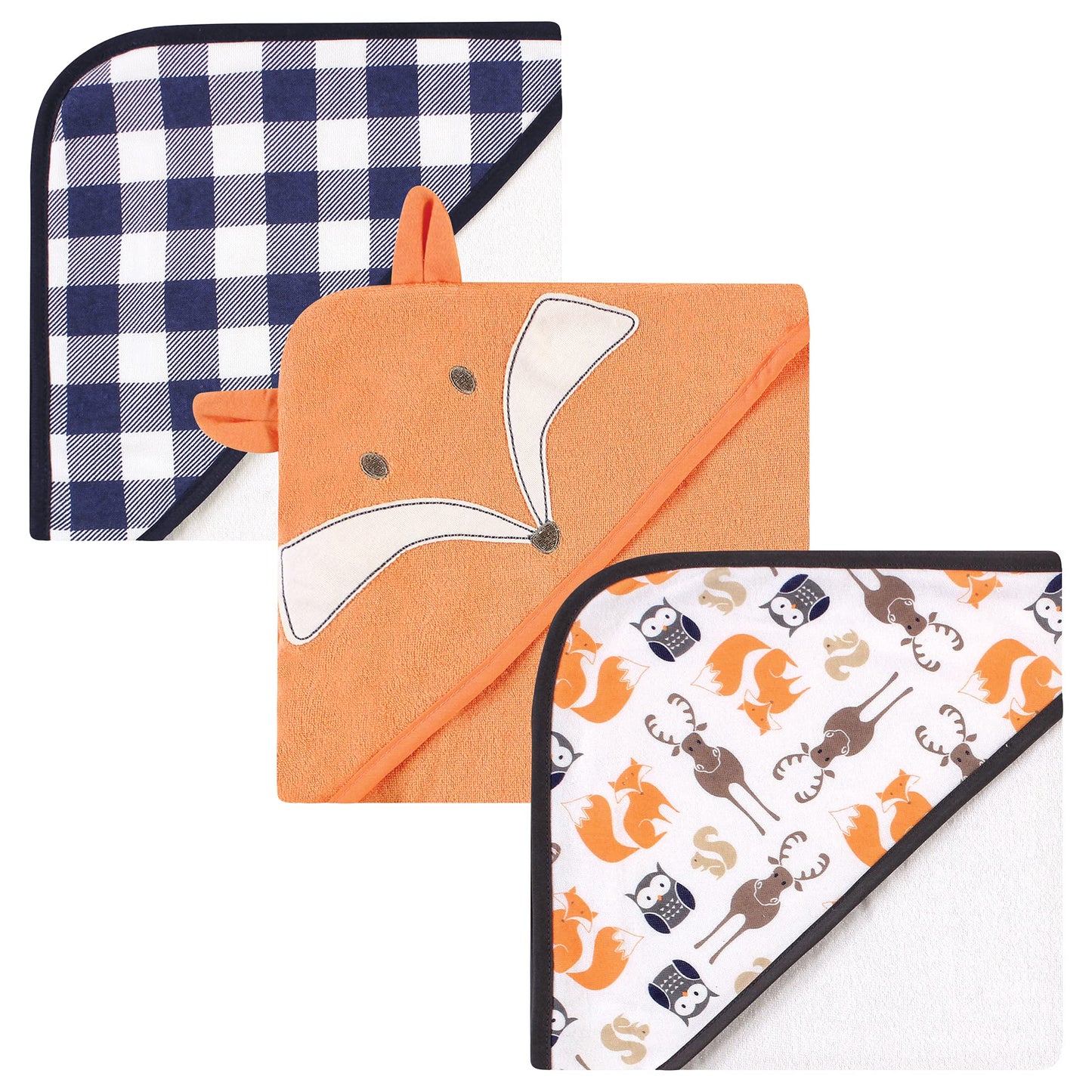 Hudson Baby Unisex Baby Cotton Rich Hooded Towels, Fox, One Size