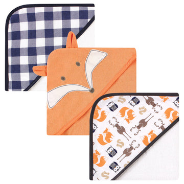 Hudson Baby Unisex Baby Cotton Rich Hooded Towels, Fox, One Size