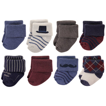 Hudson Baby Unisex Cotton Rich Newborn And Terry Socks, Gentleman, 0-6 Months Us