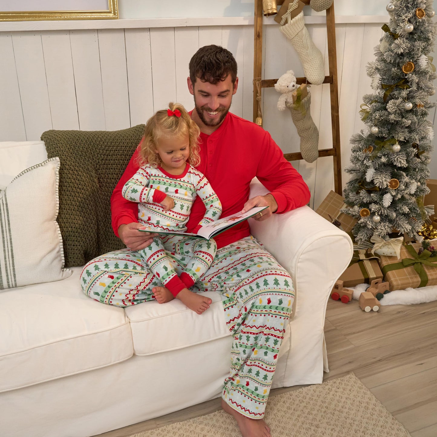 Gerber Unisex Baby Men'S 2-Piece Holiday Family Matching Pajamas, Oh What Fun Fairisle