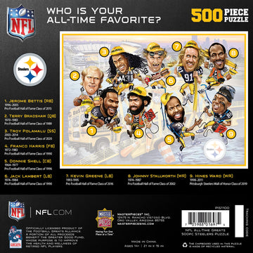 MasterPieces 500 Piece Sports Jigsaw Puzzle for Adults - NFL Pittsburgh Steelers All-Time Greats - 15x21