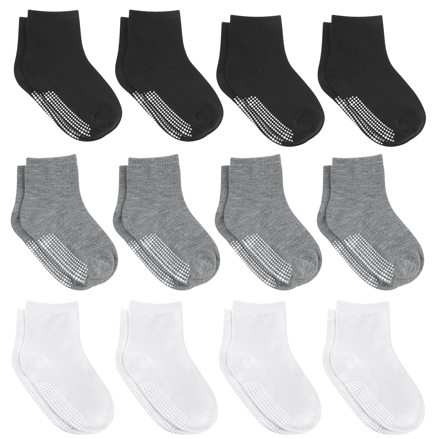 Debra Weitzner 12 Pairs Non-Slip Toddler Socks With Grips For Baby Boys And Girls - Anti-Slip Crew Socks For Infant 'S And Kids