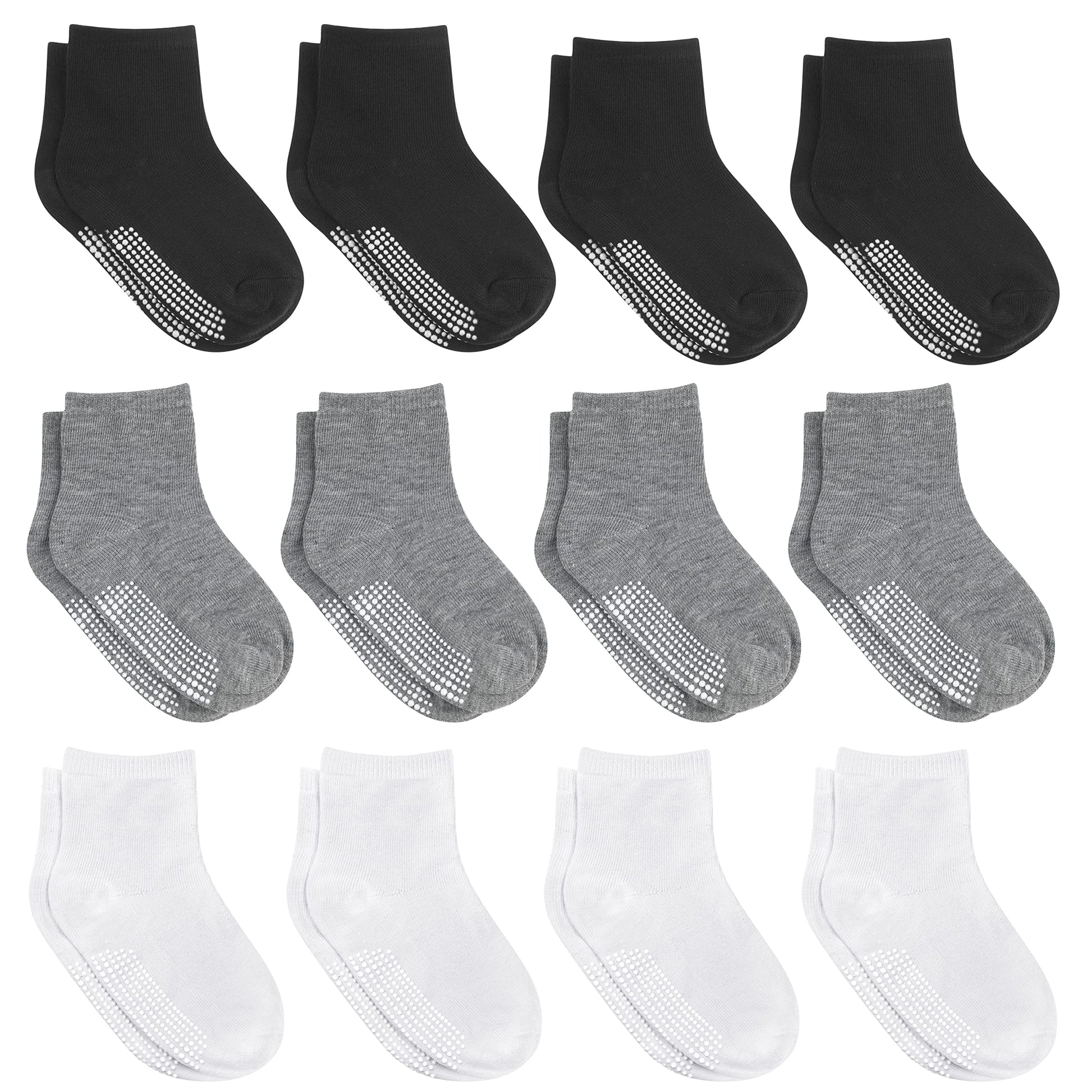 Debra Weitzner 12 Pairs Non-Slip Toddler Socks With Grips For Baby Boys And Girls - Anti-Slip Crew Socks For Infant 'S And Kids