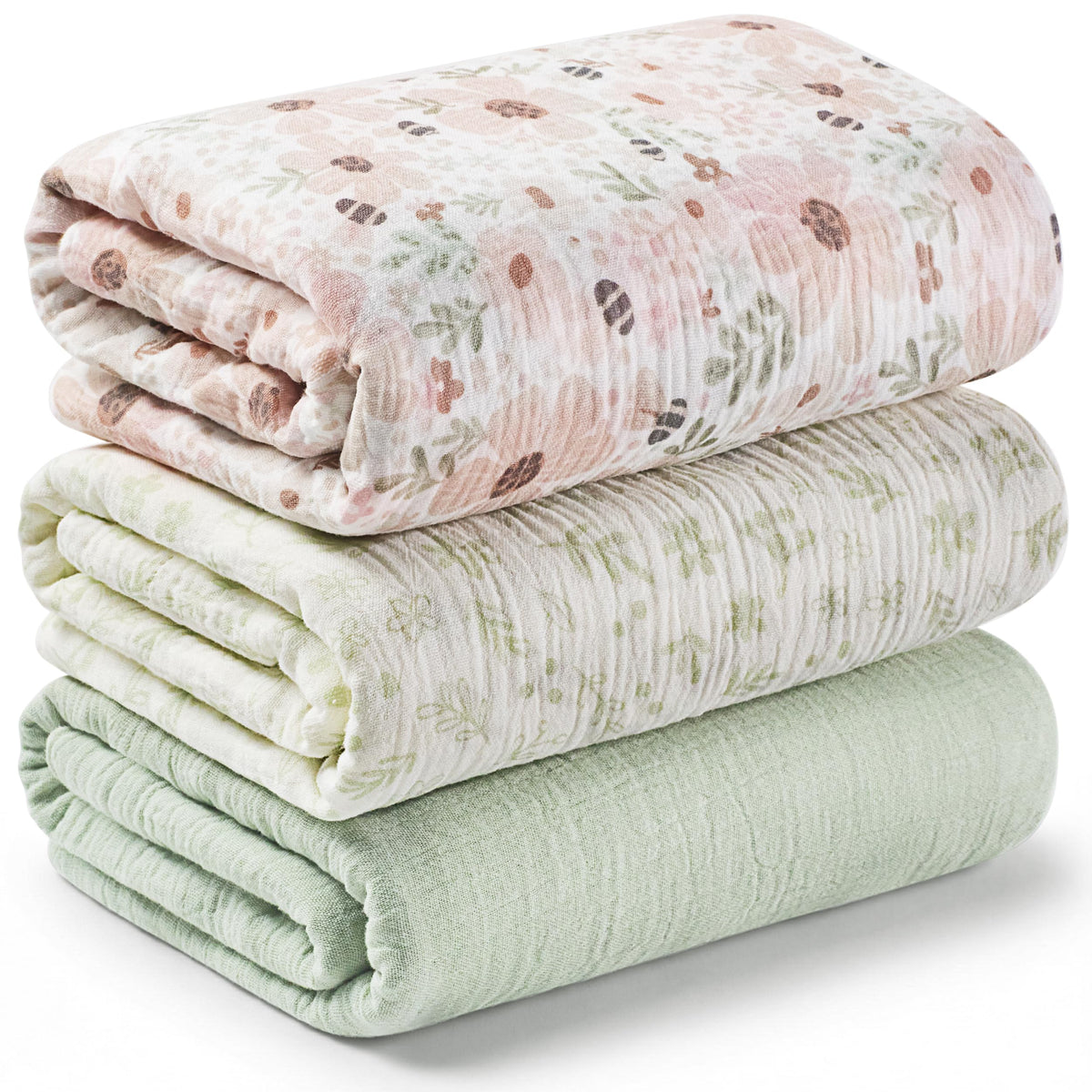 3Pack Lyra Muslin Swaddle Blankets (Flora Vale, Regular)