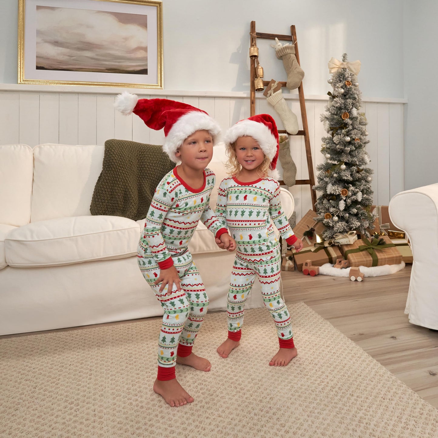 Gerber Unisex Baby Toddler 2-Piece Holiday Family Matching Pajamas, Oh What Fun Fairisle