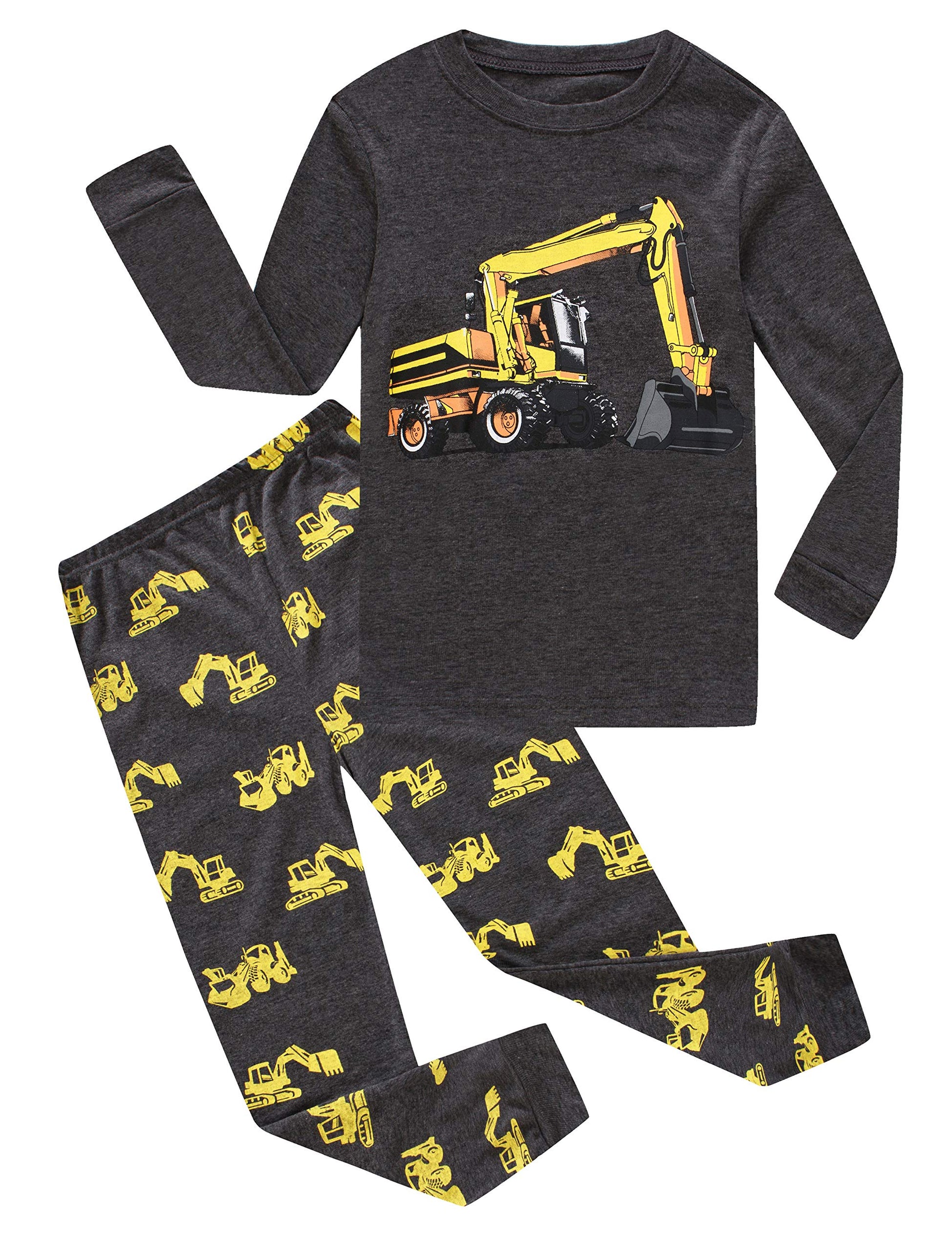 Family Feeling Construction Truck Baby Boys Long Sleeve Pajamas Sets Cotton Pyjamas Toddler Infant Kids 18-24 Months Grey