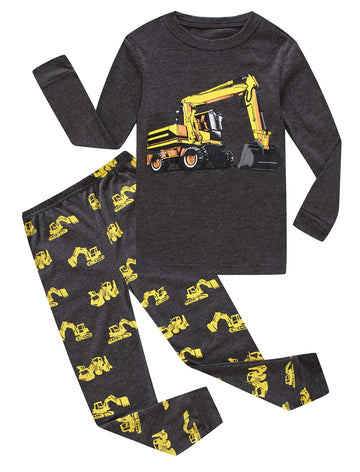 Family Feeling Construction Truck Baby Boys Long Sleeve Pajamas Sets Cotton Pyjamas Toddler Infant Kids 12-18 Months Grey