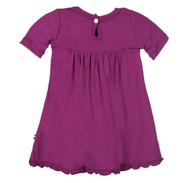 Kickee Pants Little Girl Short Sleeve Swing Dress, Orchid, Newborn