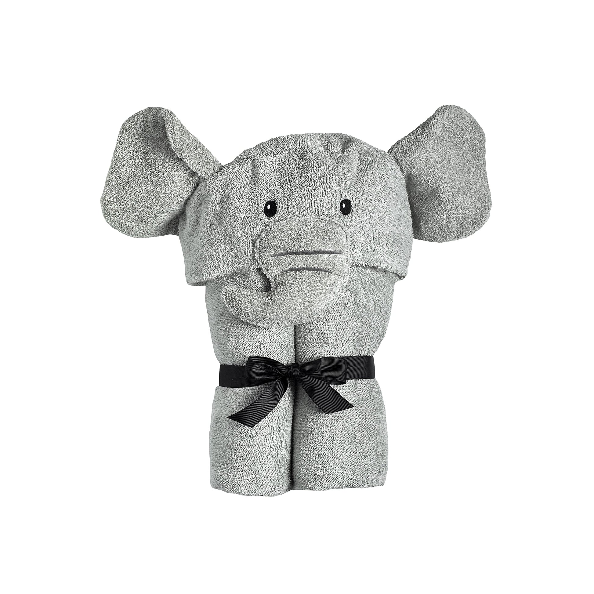 Yikes Twins Hooded Baby Towel for Kids 2-8 | Large 100% Cotton Baby Towel for Girls or Boys | Cute Elephant Bath Towels for Babi