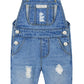 Kidscool Space Baby & Little Girls Big Bib Pocket Ripped Letter Ruffled Jeans Overalls,Blue,18-24 Months