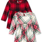 The Children'S Place Baby Long Sleeve 100% Cotton Onesie Bodysuits 2-Pack, Red Plaid/White Stripe 2 Pack, 9-12 Months