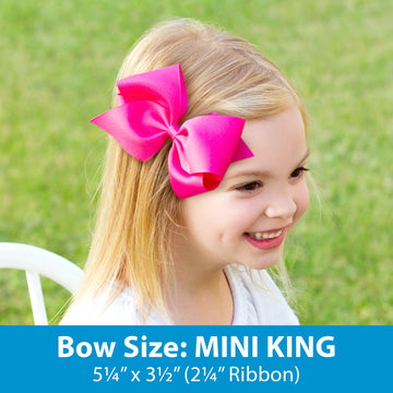 Wee Ones Girls' Mini King Bow 3 Pc Set Solid Grosgrain Variety Pack On A Weestay No-Slip Hair Clip - White, Light Pink, And Ligh