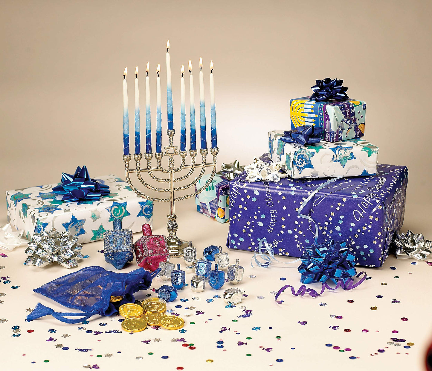 Rite Lite Jar Of Dreidels, 25 Medium Plastic Dreidels - Classic Chanukah Spinning Dreidel Game - Colored Dreidels Bulk Value Pac